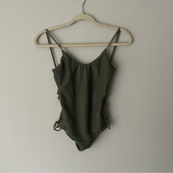 Billabong Meshin' With You Olive Green One Piece Swimsuit Small - Picture 5 of 13